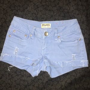 Baby Blue Distressed Shorts
